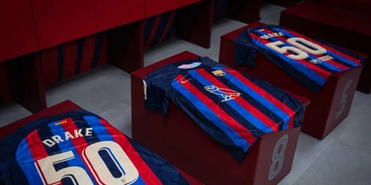 Barçalona, Barçalona jersey, Drake's logo, Real Madrid, El-Clasico