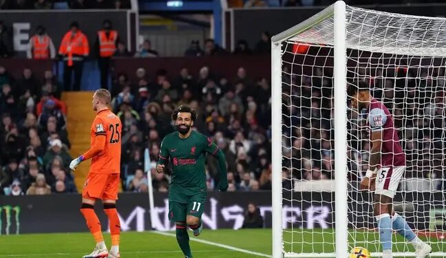 Mohamed Salah, opens score, Aston Villa, Premier League