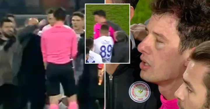 FOOTBALL HOOLIGANISM: Referee beaten, Turkey, Turkish Super Lig